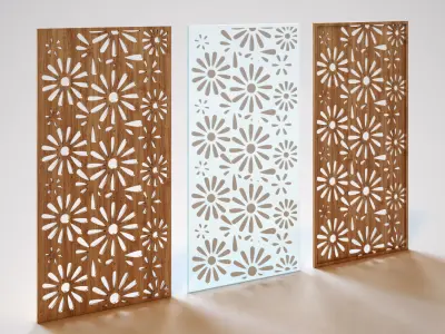 Partition wooden panel with laser cut pattern 3D model