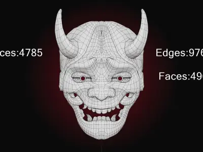 Low Poly Japanese Masks Low-poly 3D model