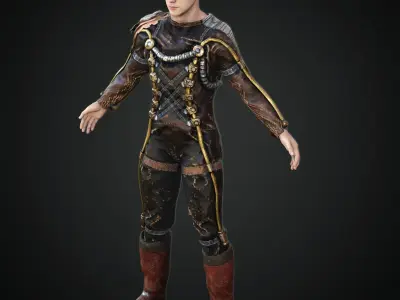  Steampunk rigged character Low-poly 3D model