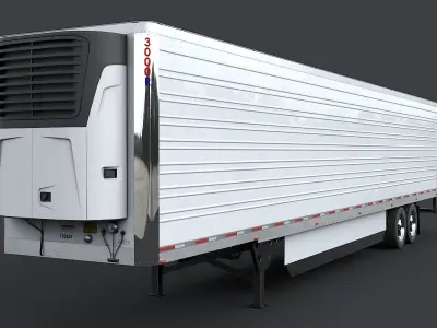 Semi trailer refrigerator Low-poly 3D model