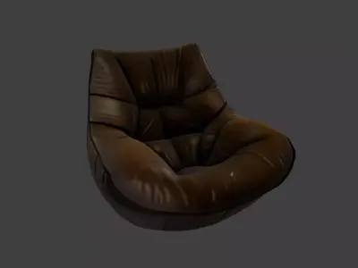 Soft Leather Lounge Chair - Modern Design 3D model