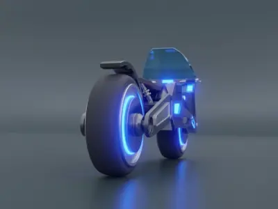 Motorcycle futuristic with lights Low-poly 3D model