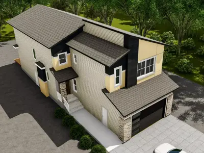 Western House Elevation Low-poly 3D model