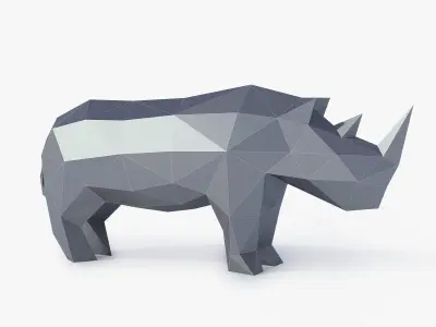 Low Poly Rhinoceros rhino made of polygons Low-poly 3D model