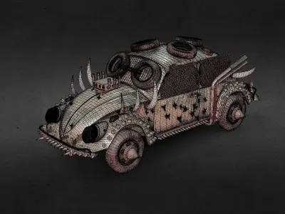 VW Apocalyptic Car PBR Low-poly 3D model