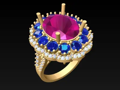 Oval Stone Ring - Womens Rings - N3963 3D print model