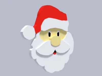 Low Poly Cartoon Santa Claus Face Decorative Object Low-poly 3D model