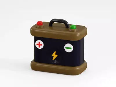 Accumulator car battery Low-poly 3D model