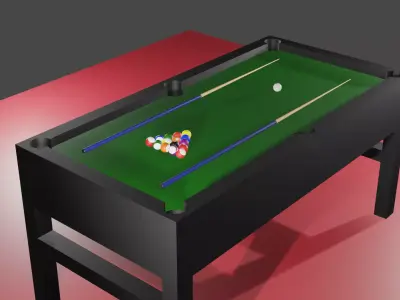 Pool Table Set Low-poly 3D model