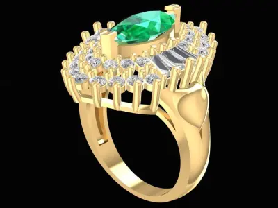 Luxury Marquise Oval Halo Diamond Cocktail Ring for Women  2402 3D print model
