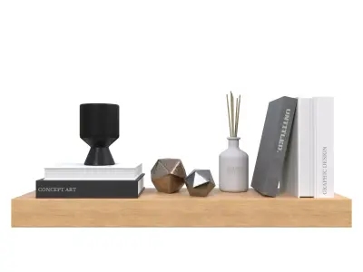 Wall Shelf with Decoration V02 3D model