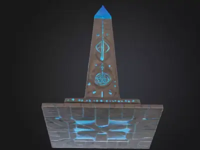 Deep Blue Obelisk Low-poly 3D model
