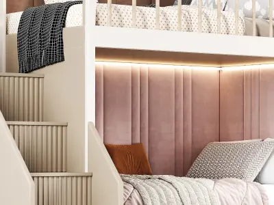 Girls room Childrens locker Bed 3D model