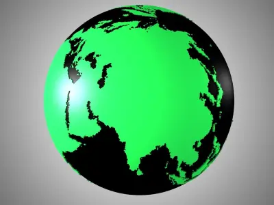 Solid Color Black Green Globe 3D model