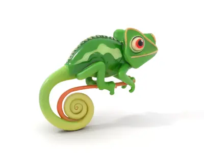 Green Chameleon Creature model pack Low-poly 3D model