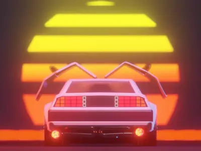 Delorean Low Poly Custom 3D model
