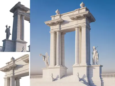 Entrance group Portal   Arched opening  Gate  Doric column 3D model