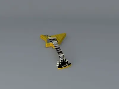 Gibson Moderne Yellow guitar Free 3D model
