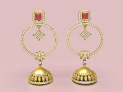 Jhumka Earring - 007 3D print model