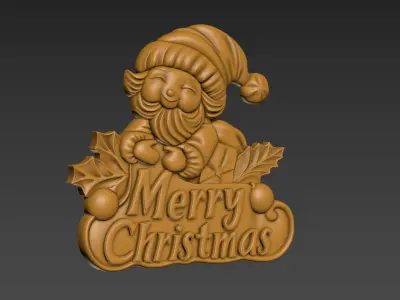Merry Christmas Santa Claus 3D Relief 3D print model