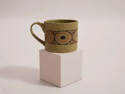 Seventies Themed Mug Cup - PBR Game Ready - Free low-poly 3D model