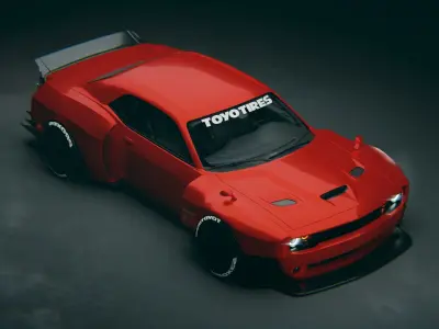 Dodge Challenger Hellcat quad turbo  3D model
