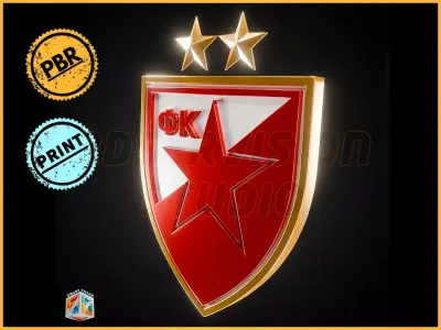 FC Red Star Belgrade logo - Cinematic - 3D print 3D model