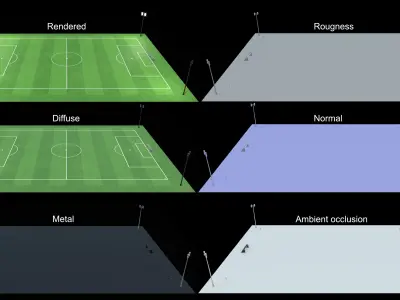 Low Poly Soccer Football Field v2 Low-poly 3D model