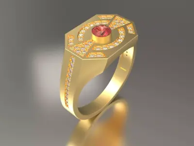 Mens Diamond and Ruby Ring 3D print model