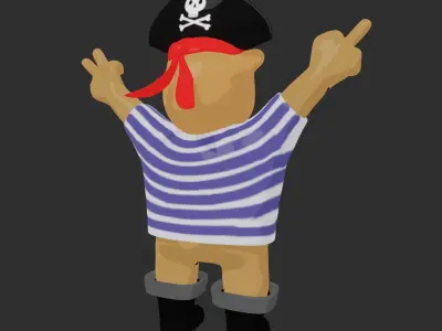 Pirate Bear  Low-poly 3D model