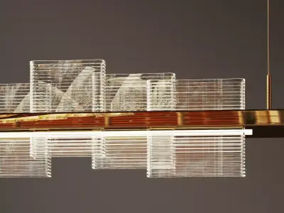 Luxury Modern Linear Crystal Chandelier Pendant Light  Low-poly 3D model