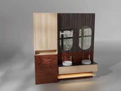 Modern Harmony - Dual Vanity Bath Set for cinema 4d Free low-poly 3D model