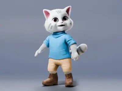 Stylized Cute Cat  Low-poly 3D model