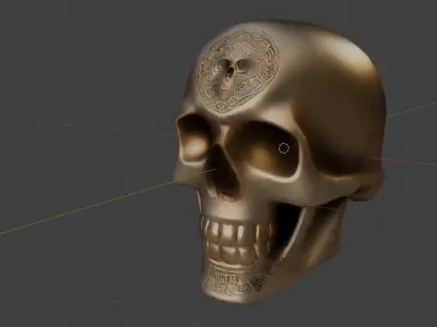 Gold Skull Free low-poly 3D model