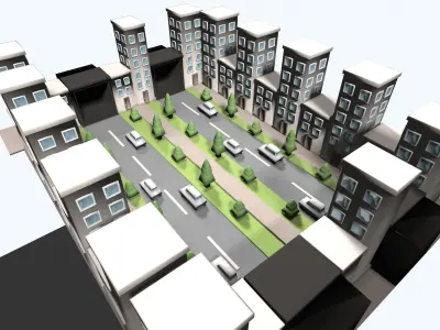 base city Low-poly 3D model