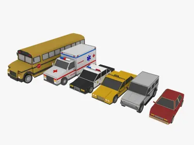 Cartoon Cars Low-poly 3D model