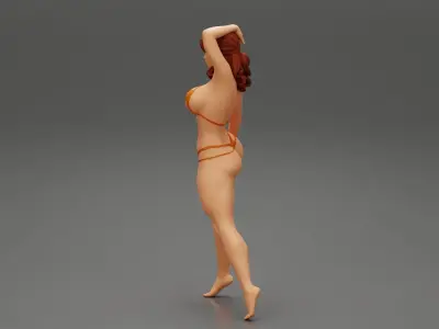 Beautiful sexy Woman In Summer Fashion Bikini posing 3D print model