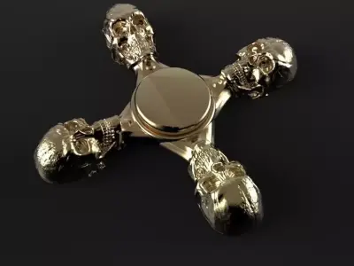 Premium spinner Skull 4-arm 3D print model