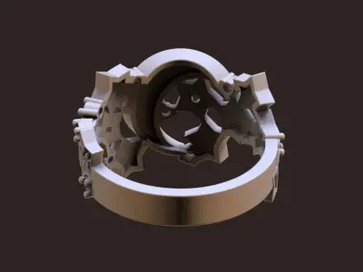 Silent Night Golden Ring with stars and moon 3D print model