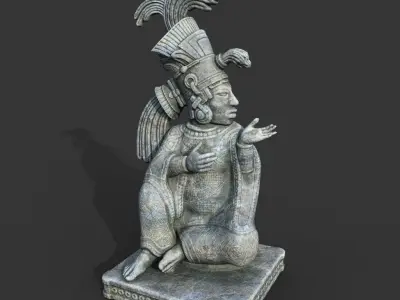Low poly Mayan Inca Aztec Statue 220511 Low-poly 3D model