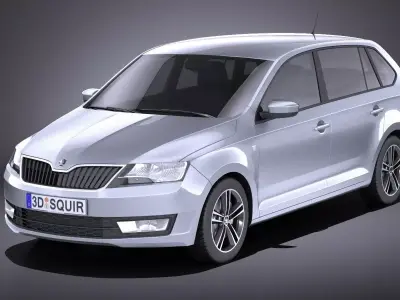 Skoda Rapid Spaceback 2017 VRAY 3D model