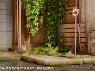 Lowpoly CITY TRAFFIC STREET SIGN No Cars VR AR Games 3D PBR  Low-poly 3D model