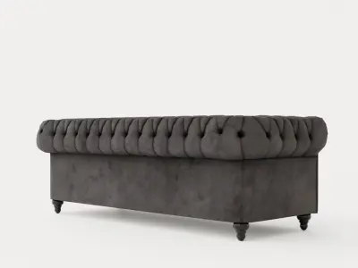 Chesterfield Luxury Velvet Sofa3 Seater Dark Gray Low-poly 3D model