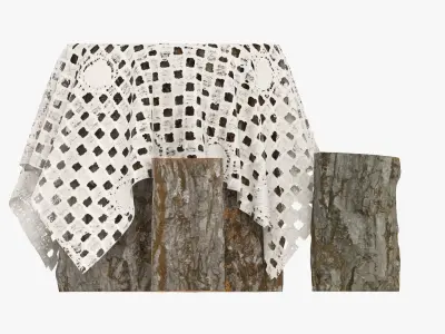 Garden wooden furniture set 02 3D model