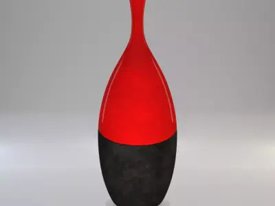 Vase - Dark Concrete and Red Ceramic - 100 cm high 3D model