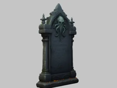 Old Gothic Gravestone with Intricate Details Low-poly 3D model