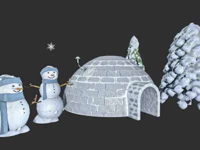 Christmas  3D Pack Low-poly 3D model
