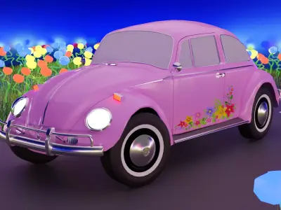 Volkswagen Beetle 1965 Low-poly 3D model