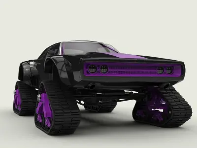 Dodge Charger with Mattracks Suspension tracks 3D model