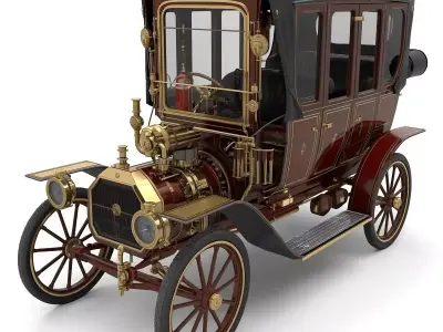 Stylized 3D Steampunk Luxury Tourer Low-poly 3D model